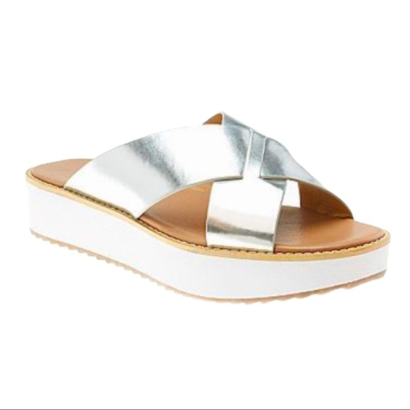 Lane Bryant Shoes - Lane Bryant Silver Platform Sandals